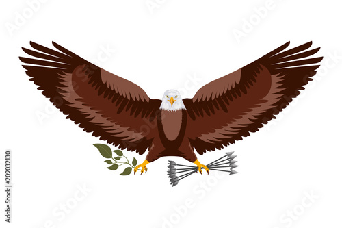 american eagle spread wings with arrows vector illustration © Gstudio