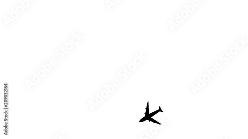 Circling airplane animation with alpha channel, flying around the world plane.