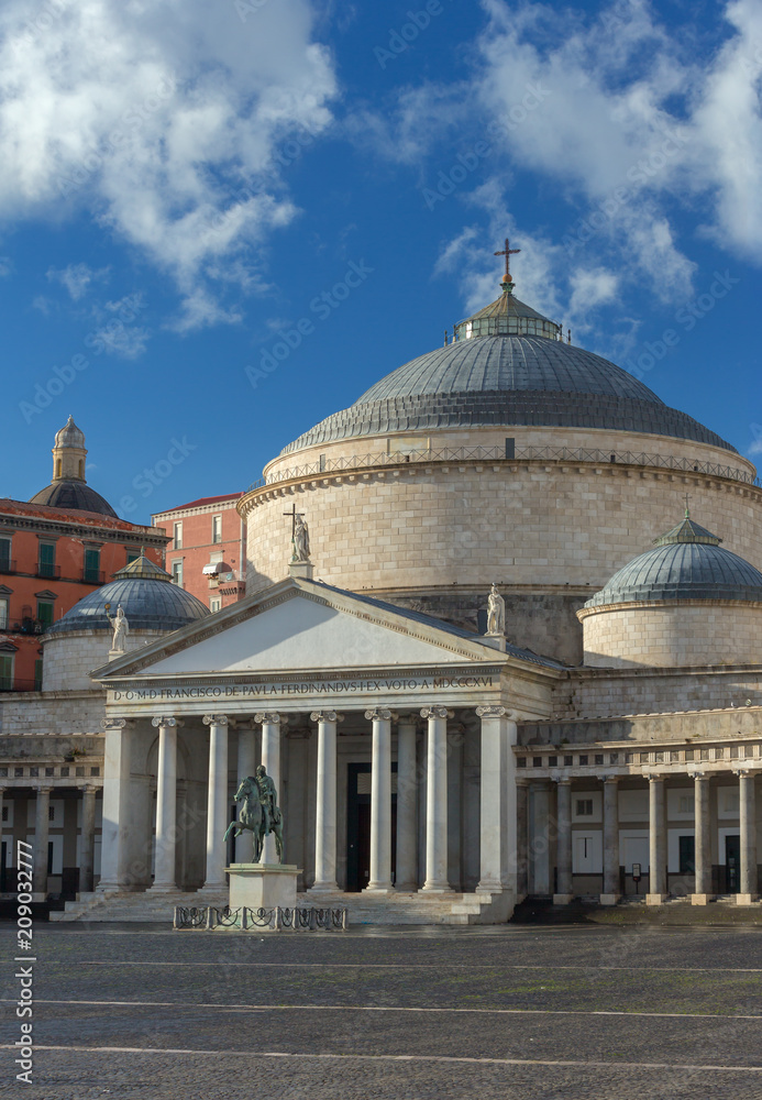 Church San Francesco di Paola, Plebiscito Square ( Piazza del Plebiscito ) in Naples, Italy