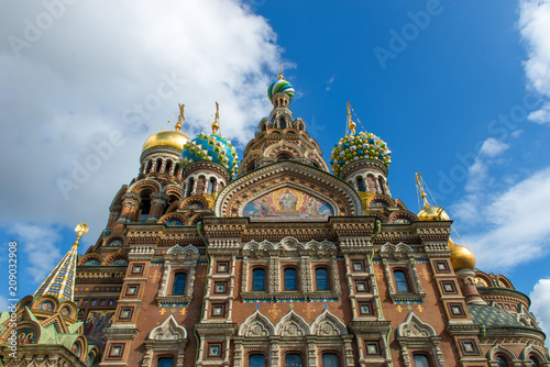 St Petersburg, Russia - Cathedral of Our Savior on Spilled Blood - closeup of domes and architecture details © Konstantin