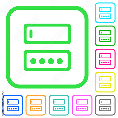 Entering login name and password vivid colored flat icons
