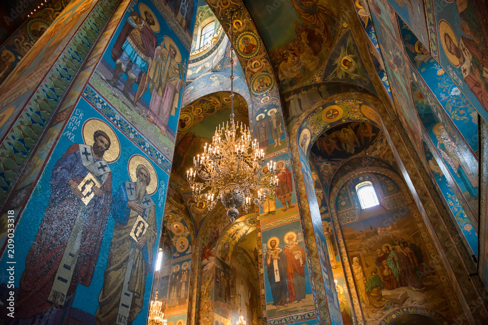 RUSSIA, SAINT PETERSBURG - AUGUST 18, 2017: Interior of Church of the Savior on Spilled Blood in Saint Petersburg, Russia