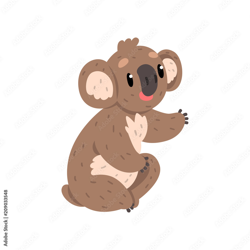 Cute koala bear, Australian marsupial animal character vector Illustrations on a white background
