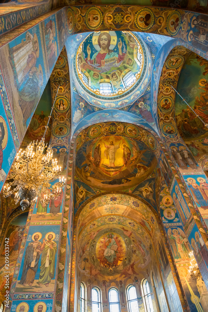 RUSSIA, SAINT PETERSBURG - AUGUST 18, 2017: Interior of Church of the Savior on Spilled Blood in Saint Petersburg, Russia