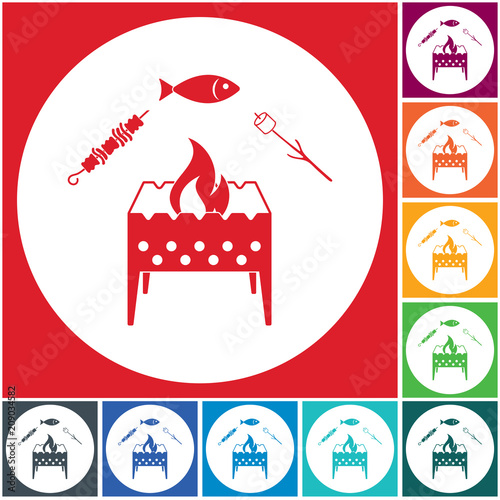 Grilled fish, zephyr and  kebab icon