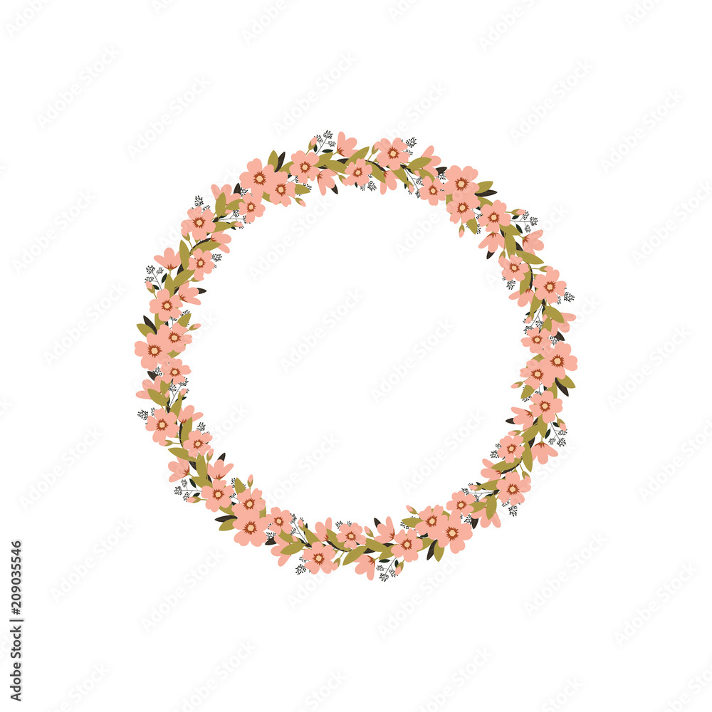 Vector flower wreath. Floral frame for cards design.