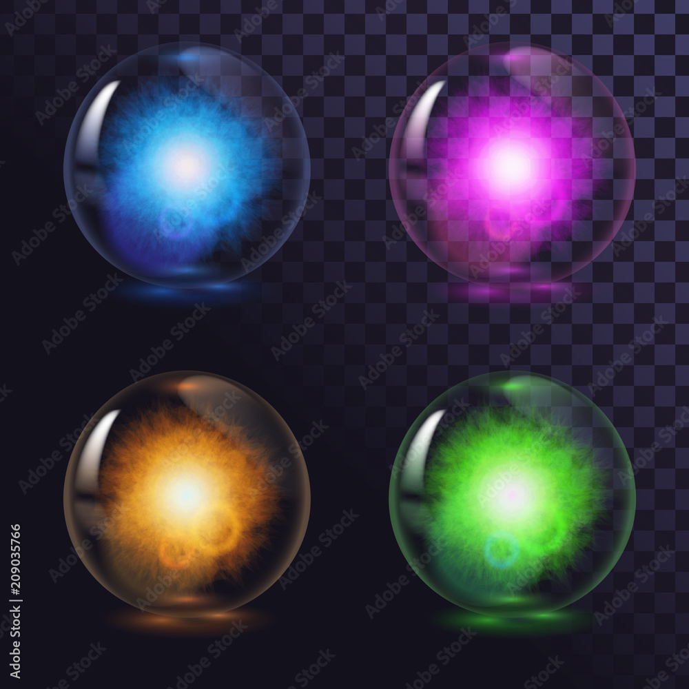 A set of glass glowing magic balls