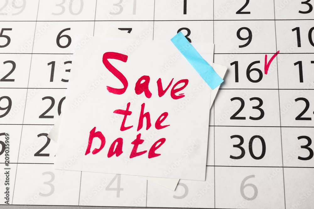 Calendar and sheet of paper with text Calendar and sheet of paper with text