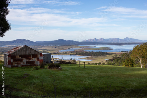 Old shed on Freycinet Peninsula near Coles Bay, Tasmania, Australia
