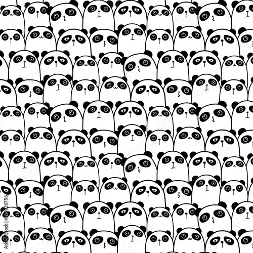 Cute Panda Vector Pattern Background. Vector Illustration.