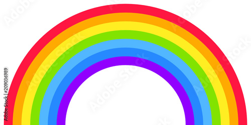 Rainbow arc shape, half circle, bright spectrum colors, colorful striped pattern