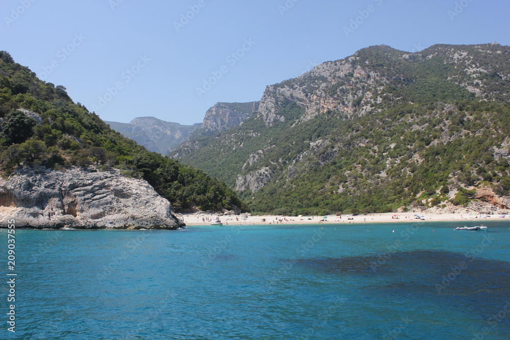 Cala Luna Beach from the sea side - National Park of the Gulf of Orosei and Gennargentu.