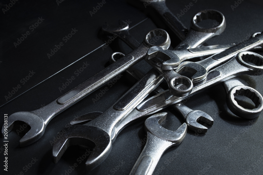 Fototapeta premium Set of tools and wrench build and modify Mechanical and engine