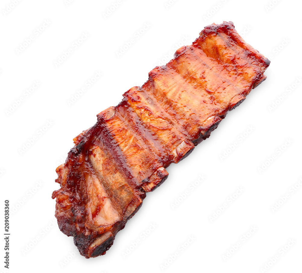 Delicious grilled ribs on white background Delicious grilled ribs on white background