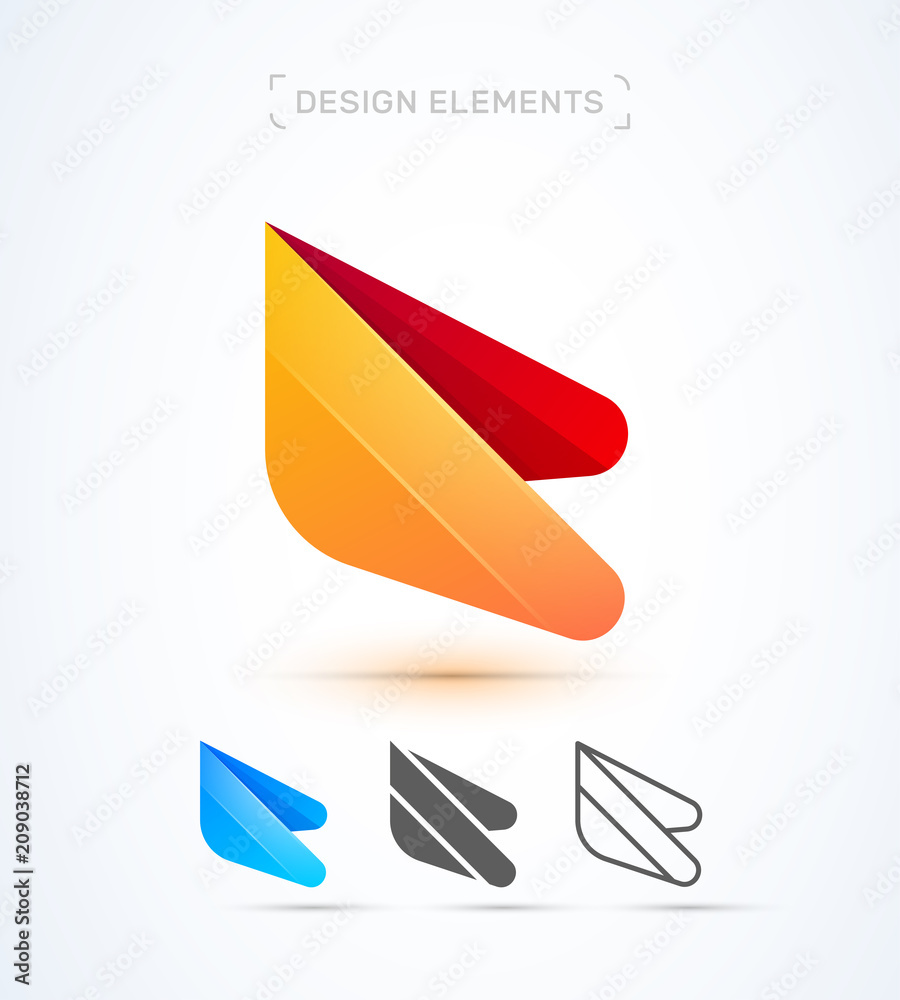 Vector abstract letter C logo template. Origami material design, flat and line style collection Vector abstract letter C logo template. Origami material design, flat and line style collection