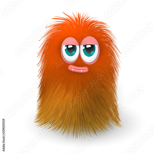 Fluffy funny orange monster or alien
