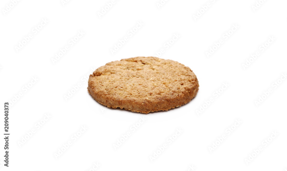 Round wholewheat biscuit with raisins isolated on white background Round wholewheat biscuit with raisins isolated on white background