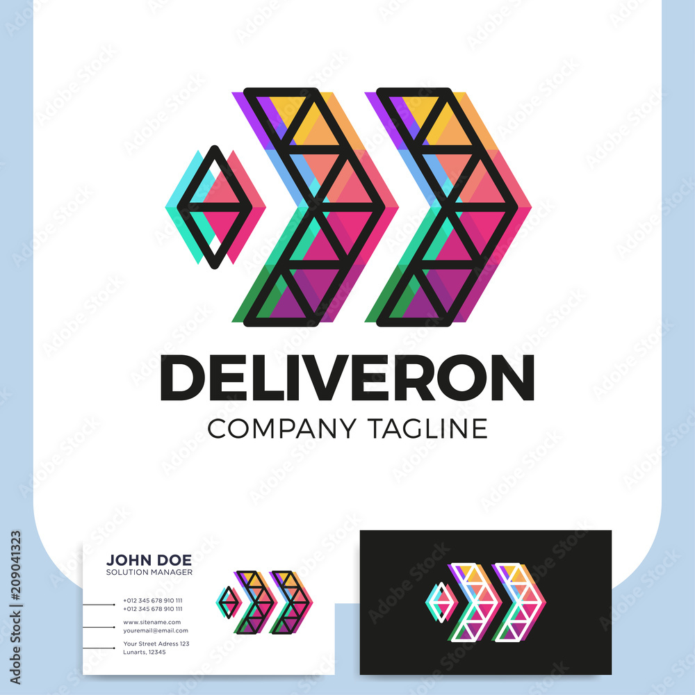 Abstract business delivery or logistic logo icon design template with two arrow and business card Abstract business delivery or logistic logo icon design template with two arrow and business card