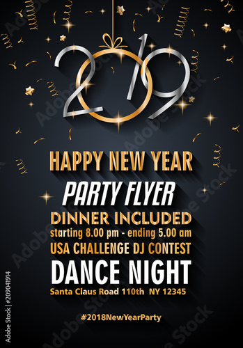 2019 Happy New Year Background for your Seasonal Flyers and Greetings Card
