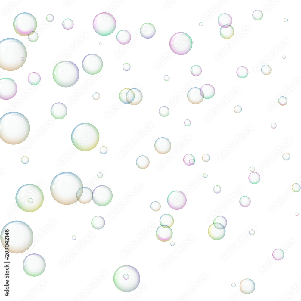 Wallpaper with soap bubbles. The concept of purity. Vector illustration.