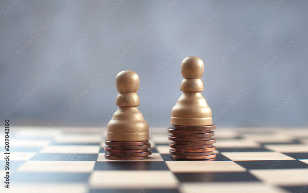Wage gap chess concept Wage gap chess concept