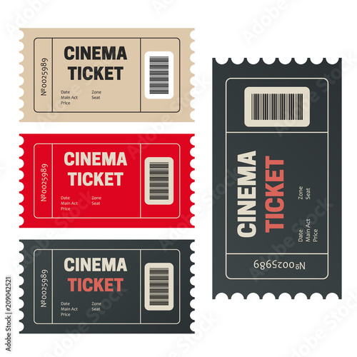 Paper tickets with numbers. Retro cinema or movie tickets.