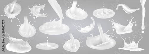 Milk splashes, drops and blots.