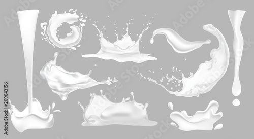 Milk splashes, drops and blots.