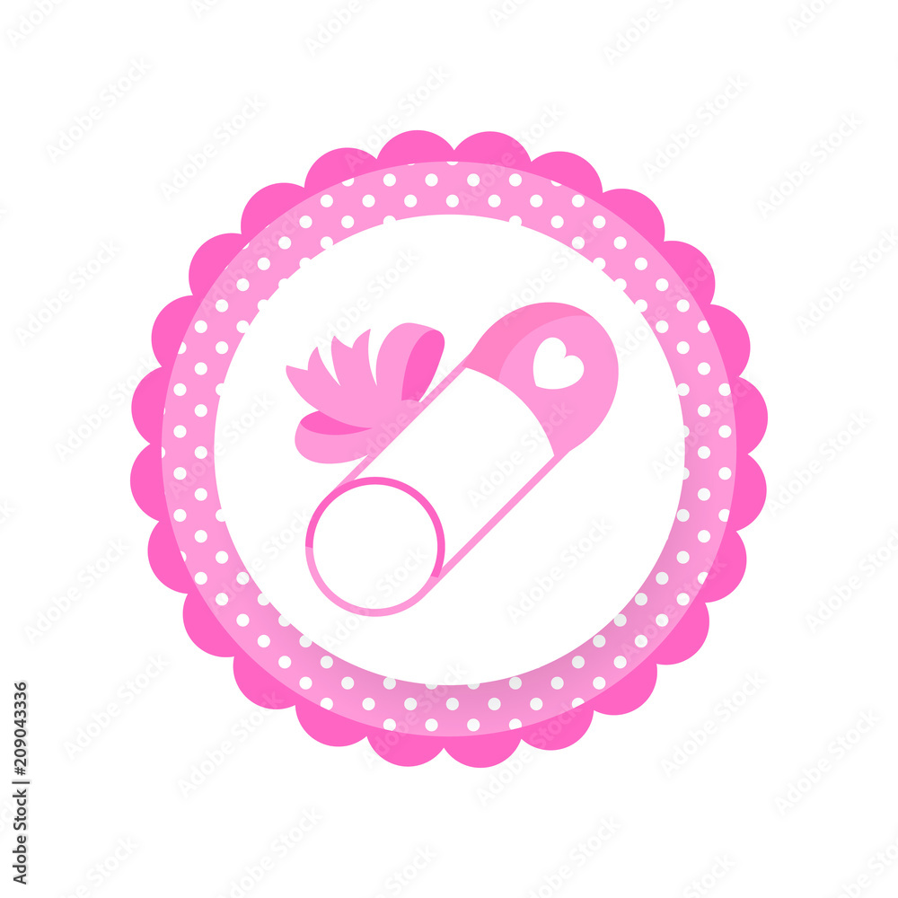 Cartoon Baby safety pin for a girl with a ribbon bow Stock Vector ...