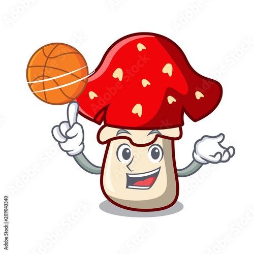 With basketball amanita mushroom character cartoon photo