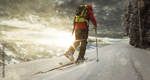 Ski Touring by Sunset