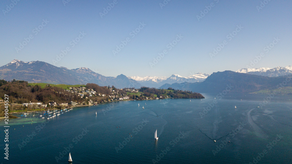 Obraz premium aerial view of beautiful lake