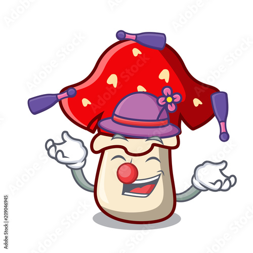 Juggling amanita mushroom mascot cartoon photo