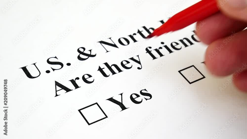 Concept of War Or Friendship And Nuclear Talks Deal Between United States of America or USA And North Korea Concept of War Or Friendship And Nuclear Talks Deal Between United States of America or USA And North Korea