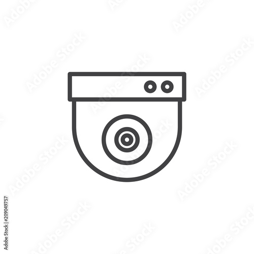 A ceiling cctv camera outline icon. linear style sign for mobile concept and web design. Surveillance camera simple line vector icon. Symbol, logo illustration. Pixel perfect vector graphics