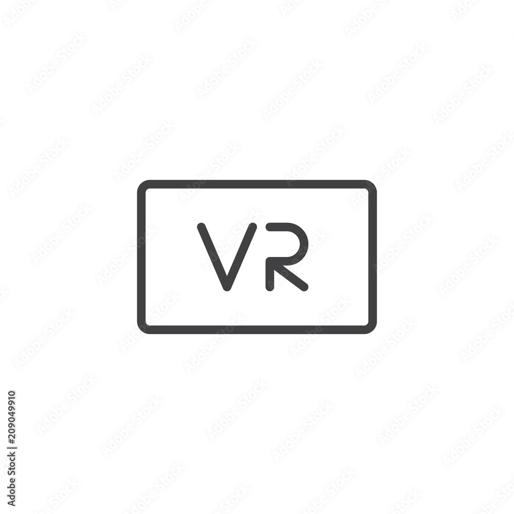 Virtual reality button outline icon. linear style sign for mobile concept and web design. VR sign simple line vector icon. Symbol, logo illustration. Pixel perfect vector graphics Virtual reality button outline icon. linear style sign for mobile concept and web design. VR sign simple line vector icon. Symbol, logo illustration. Pixel perfect vector graphics