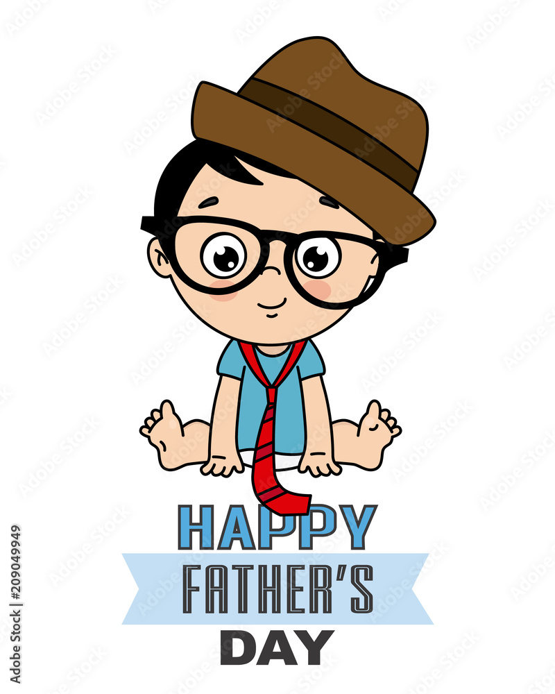 baby boy disguised as dad. happy fathers day card