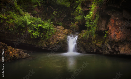 The lower part of the Sychryd Cascades, (Sgydau Sychryd in Welsh) a set of waterfalls near the Dinas Rock, Pontneddfechan, South Wales, UK 