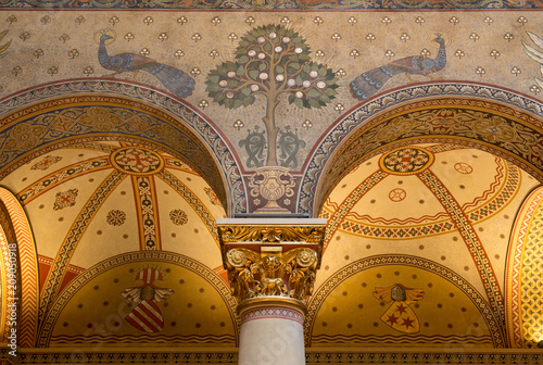 Photography Budapest, Hungary - March 27, 2018: Interior of renovated Roman Hall in Museum o