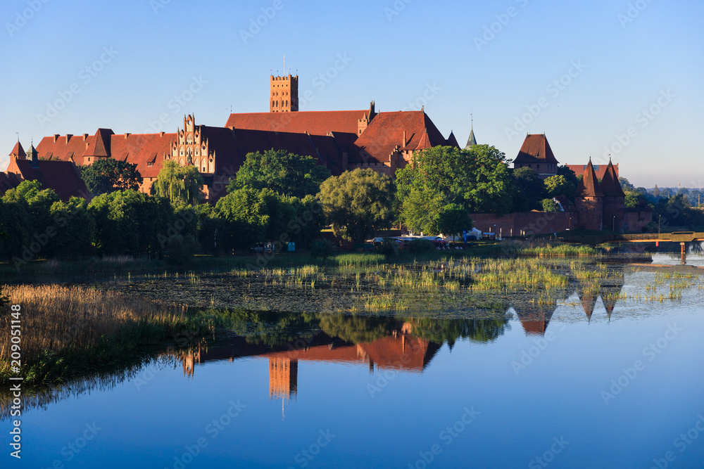 Tranquility scene of Teutonic Castle in Malbork in morning