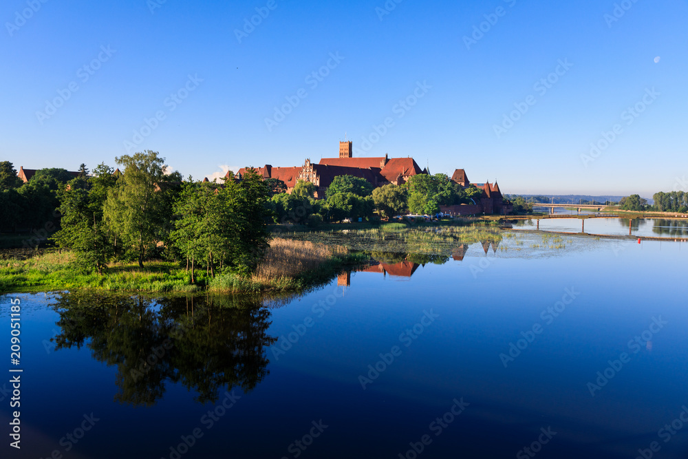 Tranquility scene of Teutonic Castle in Malbork in morning