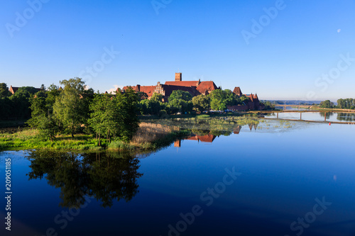 Tranquility scene of Teutonic Castle in Malbork in morning