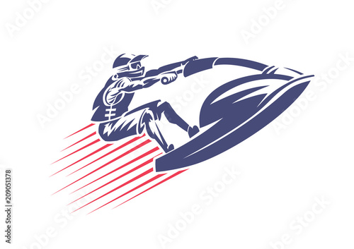 Jet ski. Vector sport emblem