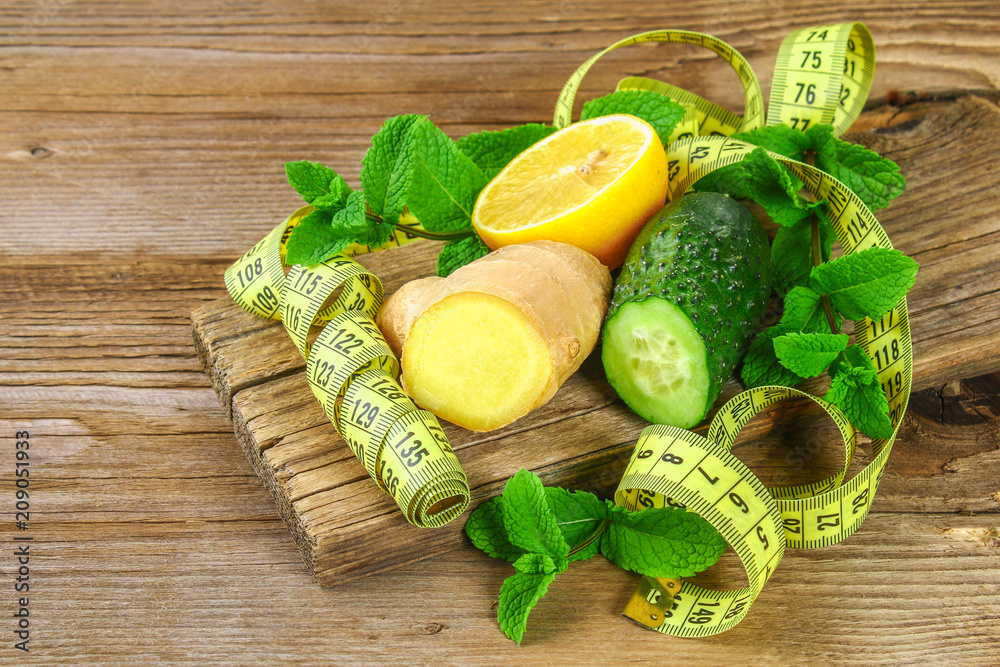 Ingredients for Sassy water cucumber, lemon, ginger and mint. Detox and weight loss. Ingredients for Sassy water cucumber, lemon, ginger and mint. Detox and weight loss.