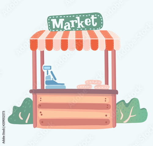 Market stall. Vector.