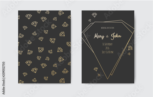 invitation card with diamonds . Vector illustration.