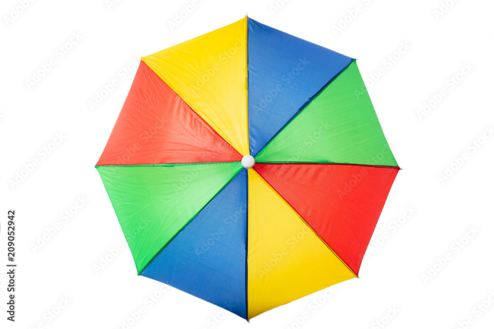 Beach umbrella multicolour, isolated on a white background Beach umbrella multicolour, isolated on a white background