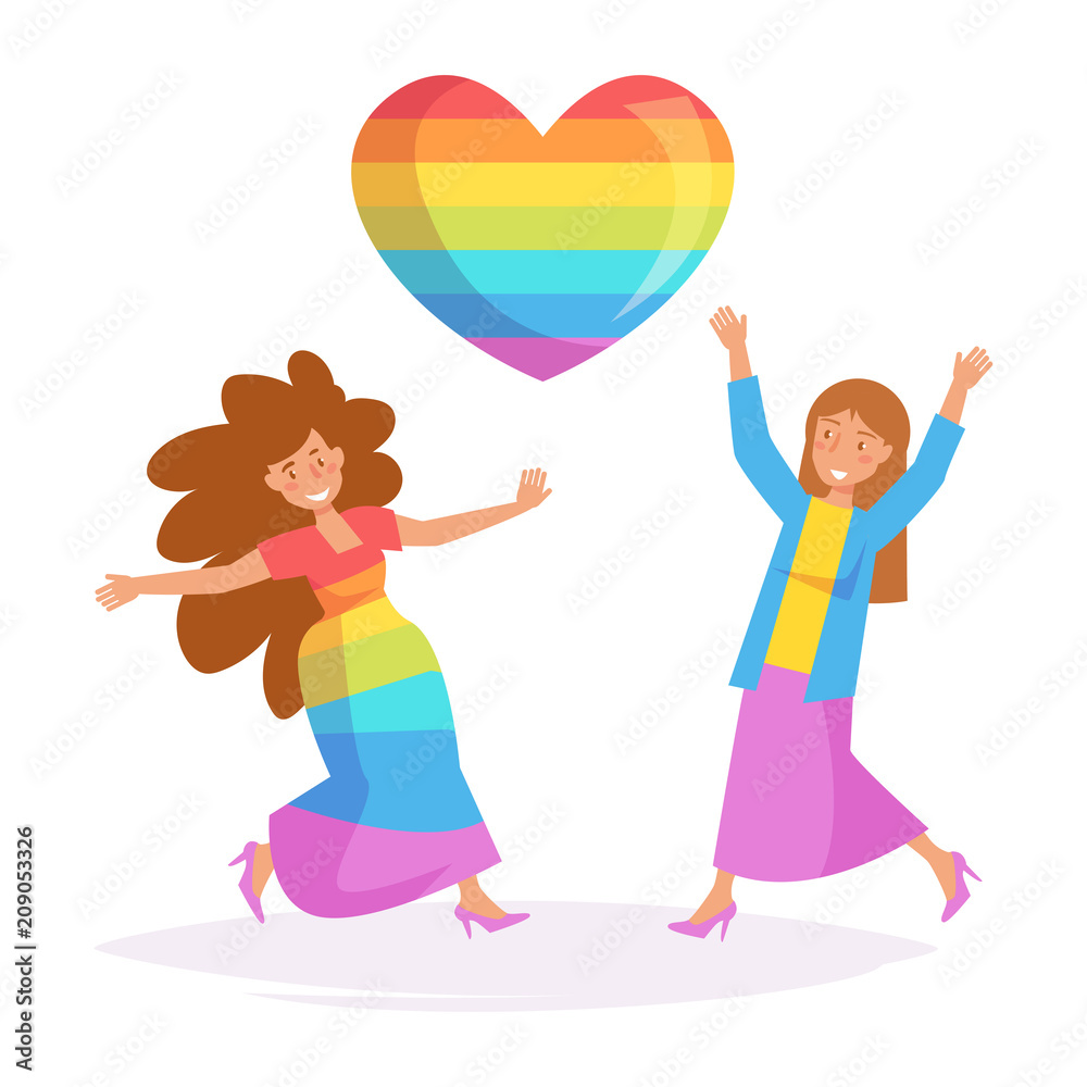 Lesbians dancing LGBTQ Vector.