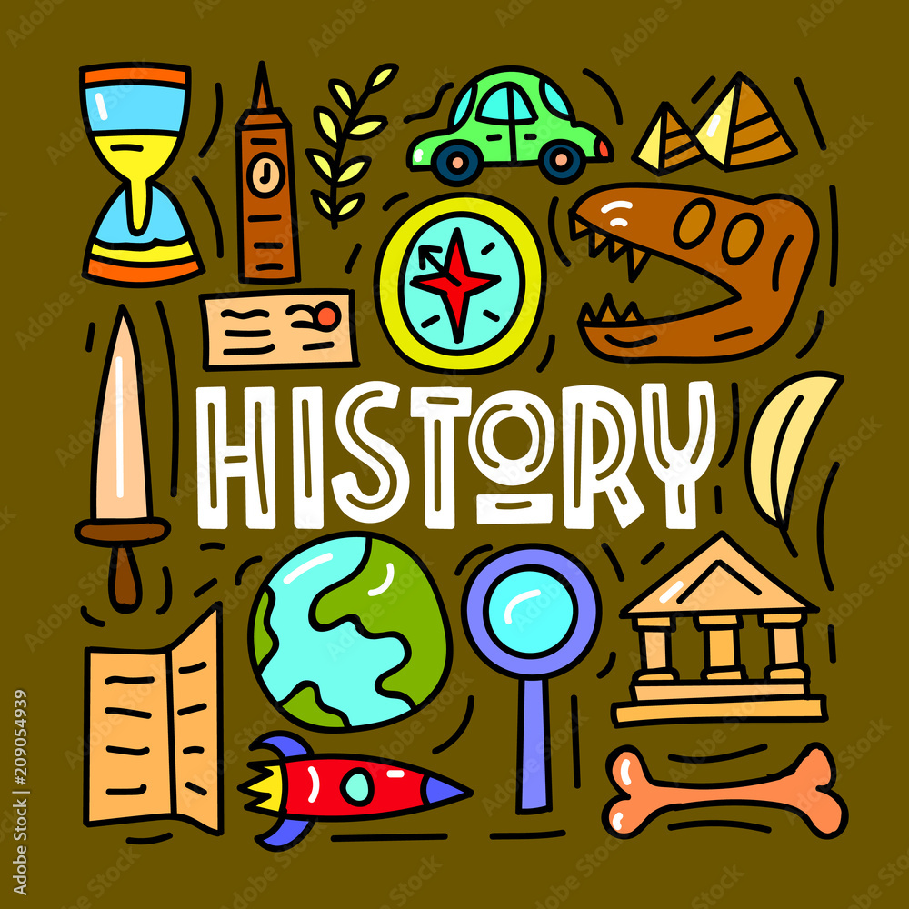 History. Subject concept.Lettering card. Vector illustration Stock Vector |  Adobe Stock