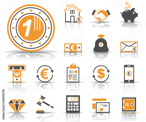 Banken & Finanzen - Iconset (Grau/ Orange)